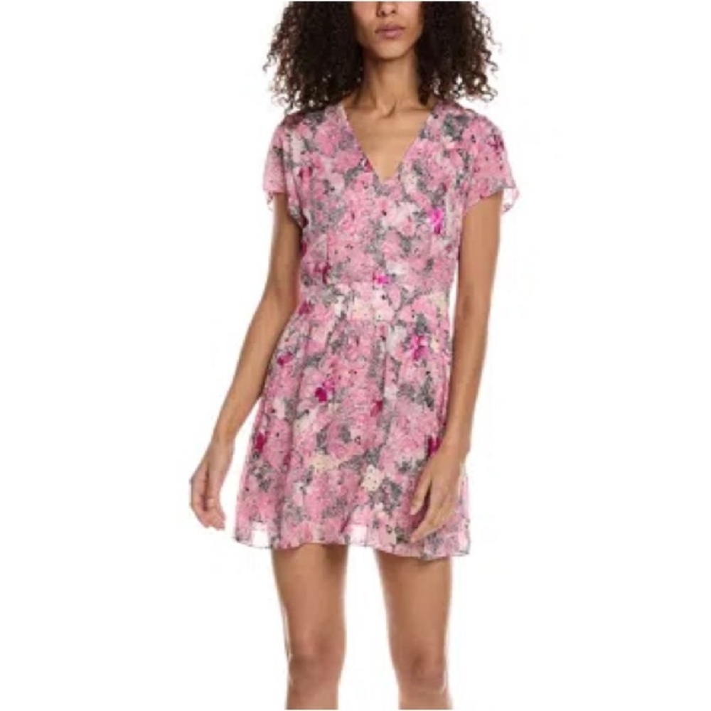 The Kooples Sz 8 Pink Silk Floral Paisley Feminine Mini Dress